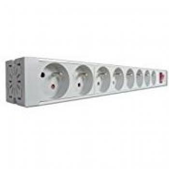Regleta de salida DIGITUS PDU 19'' Rack 8XTYPE E con cable SCHUKO de 1.8M, ON/OFF, Aluminio