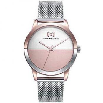 Mark Maddox Catia MM7142-90 - Reloj de mujer tres agujas de acero con ip rosa y malla milanesa
