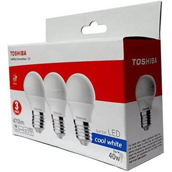 Toshiba Bombilla LED 6500 K E27, 5 W, Blanco, 4.5 x 4.5 x 9.6 cm