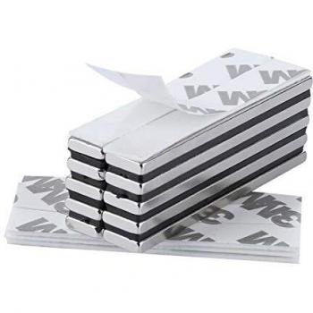 Yizhet 10 Pieza Imanes de Neodimio Fuerte N52 60x10x3 mm Ultra Fuertes Rectángulo Imán con Película Adhesiva para Refrigerador, Foto, Pizarra Blanca
