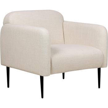 Sillón Tub Retro Art Deco Beige y Negro con Tela de Lino y Patas de Metal 83 x 74 x 77 cm