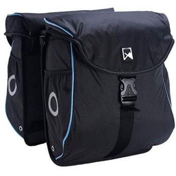 Willex Alforjas de Bicicleta 300 S Flexi Maleta Maletín Bolsa Bolso Mochila Saco Cartera Morral Ciclismo Ciclista 24 litros Negro Azul