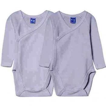 Amomí Body para Bebé, Pack de 2 unidades, Manga Larga, 100% algodón, Suave Bodies con Botones de Presión, Color Blanco liso 3 Meses