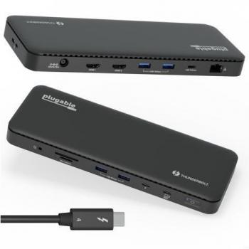 Plugable 13-in-1 Thunderbolt 4 Docking Station with 100W Charging for Dual 4K or Single 8K Monitors, USB and Gigabit Ethernet