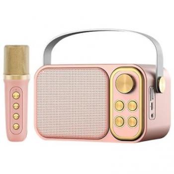 Altavoz Subwoofer Karaoke Retro Klack 10W Rosa con Micrófono y Bluetooth