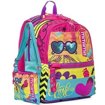Mitama Mochila Plus, Fluo Love, para niña, escuela y tiempo libre, con bolsa de regalo y bolsa