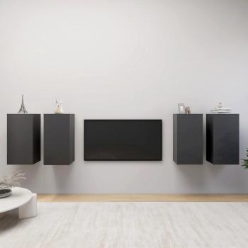 Mueble para TV 4 piezas gris 30,5x30x60 cm madera multicapa