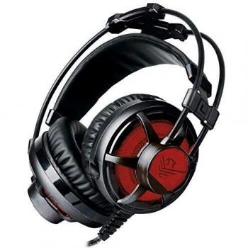 Phoenix Technologies FactorHeadSet - Auriculares gaming premium con micrófono para PS4, PC, Cascos Gaming con Cancelacion ruido, Diadema Acolchada y Ajustable, Microfono flexible y luz leds rojos