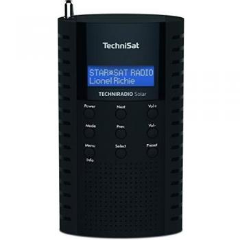 Radio DAB Solar Portátil TechniSat con Conexión para Auriculares, Carga Solar y Resistencia al Agua IPX5 - Negro