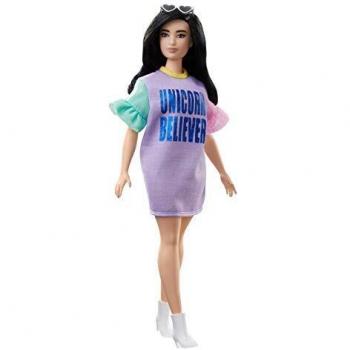 Barbie - Fashionista Muñeca con Pelo Negro y Piel Blanca con Vestido Unicorn