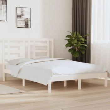 Estructura de cama de madera maciza de pino blanca 150x200 cm