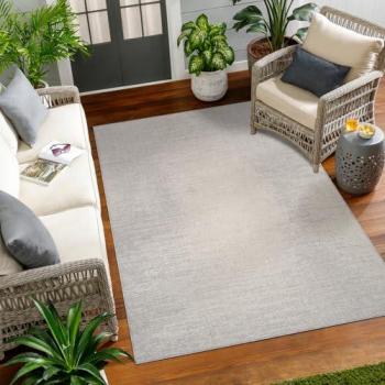 Alfombra Moderna Exterior/Interior Rectangular Marfil y Gris 160x213 cm, Diseño Abstracto, 5 mm de Altura