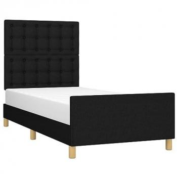 Estructura de cama con cabecero de tela negro 100x200 cm