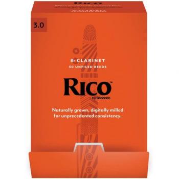 D'Addario Rico Bb Clarinet Reeds, Strength 3.0, 50-Pack