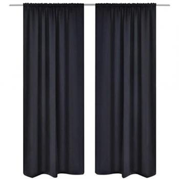 vidaXL 2 Cortinas Negras oscuras con jaretas, Blackout 135 x 245 cm