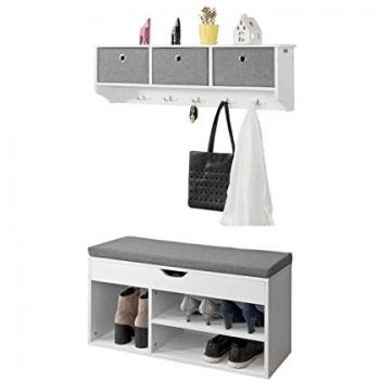 SoBuy Mueble recibidor Zapatero con Perchero Gris+Blanco, FSR45-HG+FRG282-W