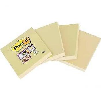 Pack 4 blocs de notas adhesivas recicladas con líneas amarillas super sticky 102x152mm