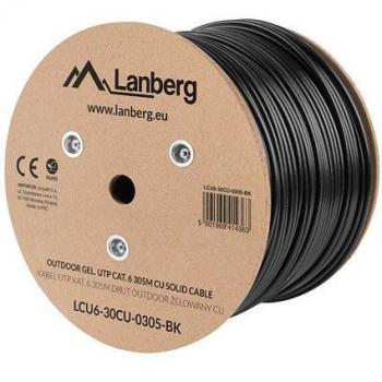 Lanberg LCU6-30CU-0305-BK Cable de Red Exterior Cat.6 UTP RJ45 Cobre Gel-Filled Fluke Test AWG24 305m Negro