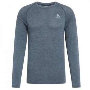Odlo Camiseta De Manga Larga Crew Essential Seamless - Hombres, Color Folkstone Gray Melange - Antracita, Talla S, Top de Running