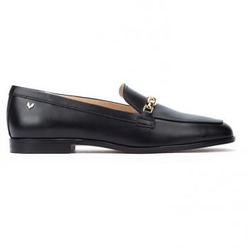 Mocasines de mujer Martinelli de piel con detalle de cadena metálica y plantilla de gel, modelo Gabriele 1727 B280P en color negro