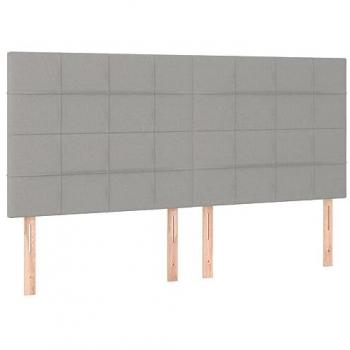 Cabecero con luces LED tela gris claro 200x5x118/128 cm