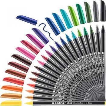 Edding 1200 - Set de Rotuladores de Trazo Fino, 20 Colores Vibrantes, Punta Redonda de 1mm para Dibujar y Escribir