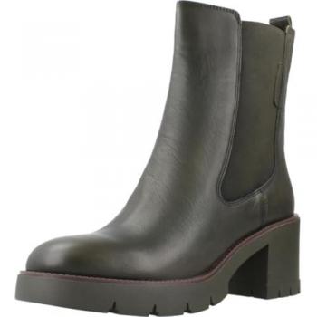 Botines de Piel Verde para Mujer Carmela con Tacón de 5 a 8cm y Cremallera, Talla 41