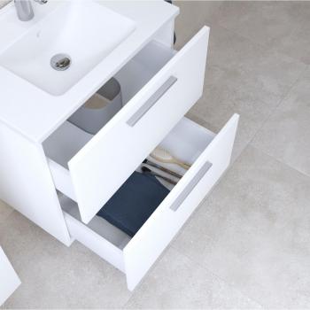 Mueble de baño Vitra Mia 59x61x39,5 cm con espejo, lavabo e iluminación LED, Blanco brillante