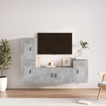 Set de muebles de TV 4 piezas madera contrachapada gris hormigón