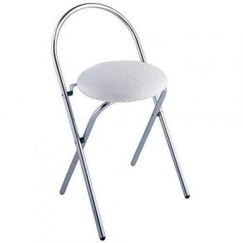 WENKO Taburete baño Salerno - plegable, plástico, 43 x 63 x 38 cm, Blanco