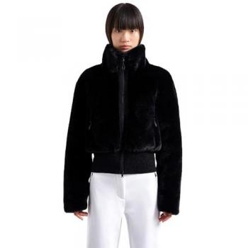 EA7 Women's Black Ski Jacket - Size M, Casual Polyester Long Sleeve