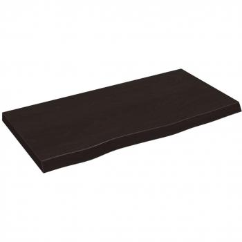 Estante de pared de madera de roble tratada 80x40x(2-4) cm en colores natural, marrón claro y marrón oscuro, mueble de almacenaje para oficina, estudio y dormitorio