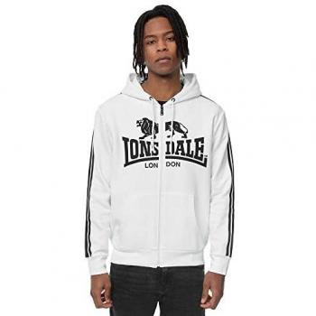 Lonsdale Selattyn Full Zip Hoodie Sweatshirt - White/Black for Men