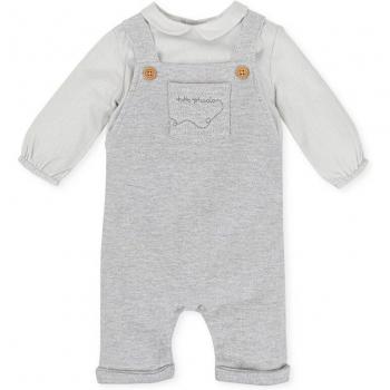 Pelele de bebé niño gris Tutto Piccolo con abertura con botones y efecto 2 en 1