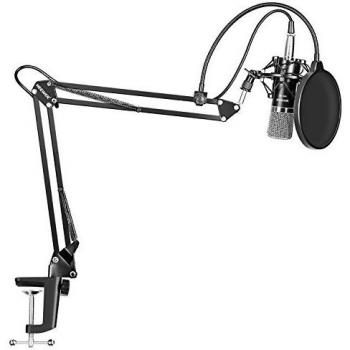 Neewer® NW-700 Professional Studio Broadcasting Recording Condenser Microphone & NW-35 Adjustable Recording Microphone Suspension Scissor Arm Stand with Shock Mount and Mounting Clamp Kit