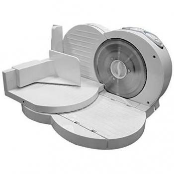 MPM MKR-03 Cortafiambres Plegable, Grosor de Corte Ajustable 15 mm, Disco Corte 17 cm, 150 W, Blanco