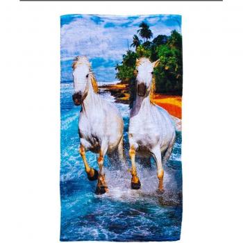 TOALLA ESTAMPADA CABALLOS 90X170CM 100% ALGODÓN