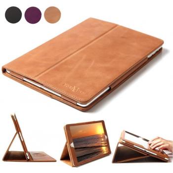 Estuche para iPad 2 iPad 3 iPad 4, Estuche de Cuero Genuino Boriyuan Estuche de Folio con Función de Reposo / Despertador Automático Para iPad 2/3/4, Marrón