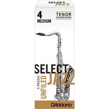 Rico Select Jazz Tenor Saxophone Reeds, Unfiled, Strength 4 (Box of 5)
