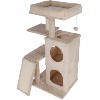 Árbol Rascador para Gatos Alessia Beige de 100 cm con Dos Niveles y Diseño Acogedor