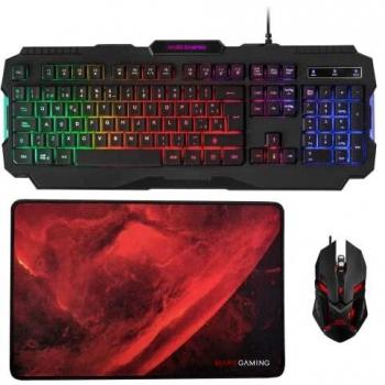 Mars Gaming MCP118, Pack Gaming RGB de Teclado, Ratón y Alfombrilla, Idioma Español