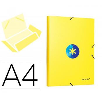 CARPETA LIDERPAPEL ANTARTIK GOMAS A4 3 SOLAPAS CARTON FORRADO TRENDING COLOR AMARILLO