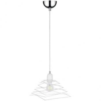 Lámpara de Suspensión Komet, Metal Cromo y Blanco, 24x24x120 cm