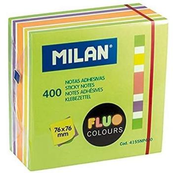 Nota adhesiva 76x76 400 hojas colores fluo