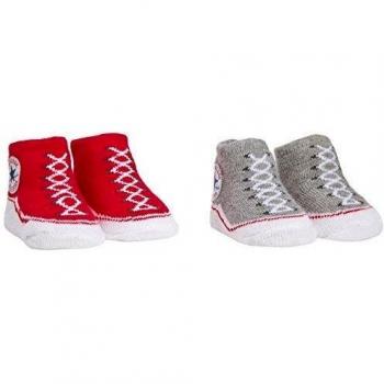 Converse 2 PK Bootie Completo, Rojo Red/Vintage Grey Heather, 0-6 Meses Unisex bebé