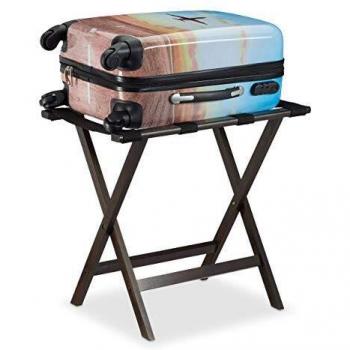 Soporte Plegable para Maletas de Bambú, Marrón Oscuro, 40 kg, Diseño Rústico, 53.5 x 58 x 36.5 cm