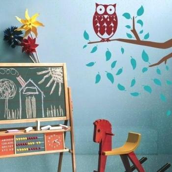 Búho wandtat adhesivo búho gesellen sobre rama Búhos Happy búho con nombre personalizado de rama de flores pared adhesivo selva Animales del bosque rama Búhos Papel pintado, vinilo, D, 76hx58w