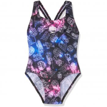 Speedo 413303244 - Bañador de Espalda Cruzada, 807386C625, Black/Blaze/Windsor Blue/White, Talla 30