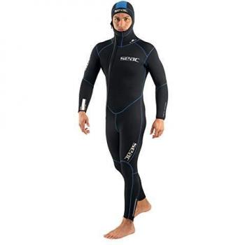 SEAC Resort Man 7.0 - Traje de Neopreno de 7 mm con Cremallera Frontal y Capucha para Hombre, Negro, Talla M