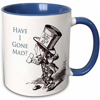 Mensuk mug_110410_4 Mad Hatter Have I Gone Mad Alice in Wonderland Two Tone Black Mug, 11 oz, Black/White
